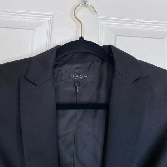 RAG & BONE Wool Cupro Blazer Size 2 Black Minimalist Workwear Suit Jacket - Picture 3 of 7